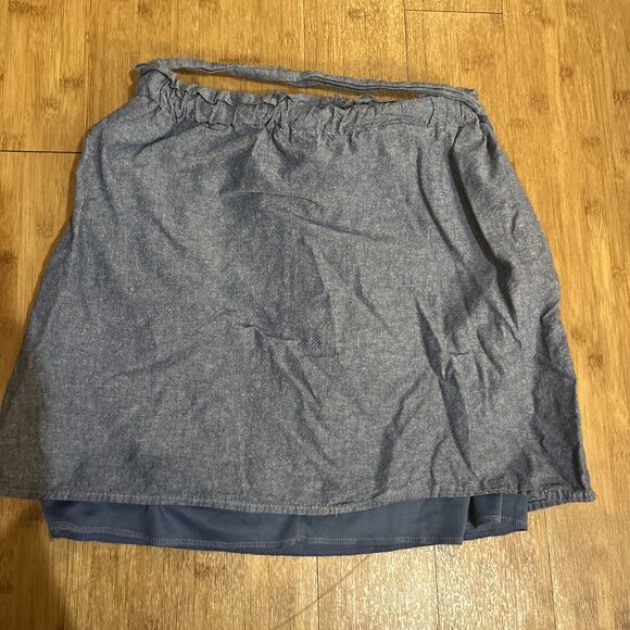 Blue Rain Chambray Mini Skirt tie front elastic Waist made in USA sz M - Picture 5 of 6
